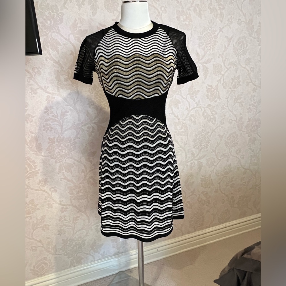 Missoni Black, White & Gold Zigzag Mini Dress